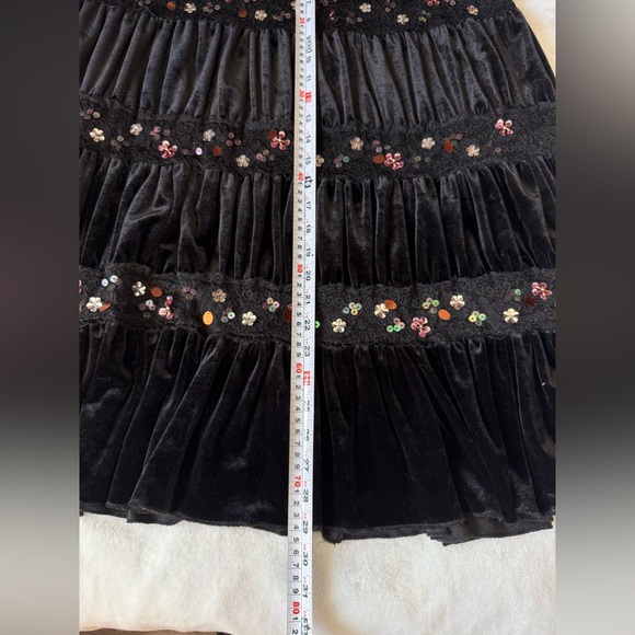 Lapis Black Velvet Lace Sequin Skirt Large Romantic Goth Y2K - Picture 7 of 8